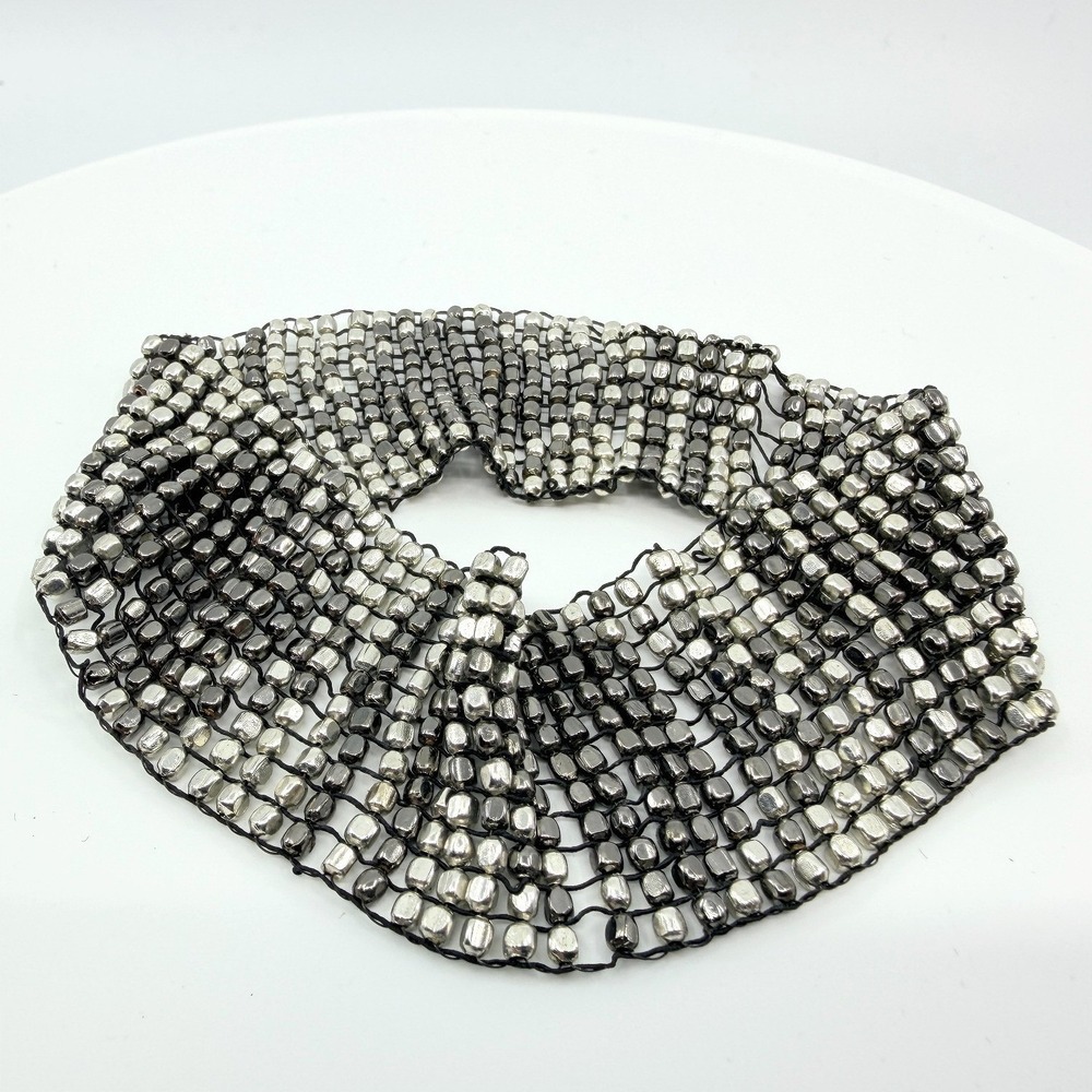 Vintage Silver Tone Chunky Cuff Bracelet‎ Statement Bold Mesh Y2K Retro 90s Boho